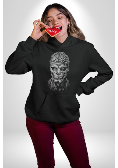 İnsan Beyni Korku Sineması Kadın Erkek Siyah Kapüşonlu Sweatshirt Hoodie Siyah