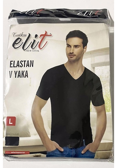 Tutku Elit Erkek V Yaka Likralı Kısa Kol Fanila Atlet 1303 - 6 Adet 001
