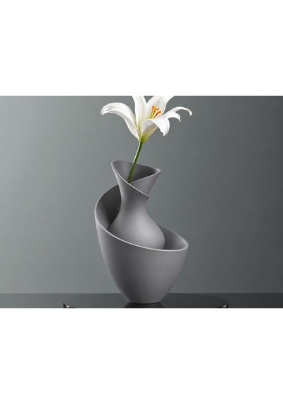 3d Baskı Bold Vazo - Akışkan Formlu Dekoratif Vazo-gri Çok Renkli
