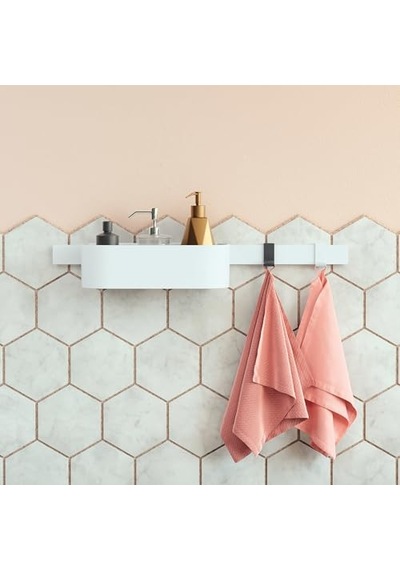 Wallstoris - Duvar Çubuğu 50 Cm, Banyo Muhafazası, Yapıştırmak Veya Delmek İçin Saklama Sistemi İçin Sabitleme Genel