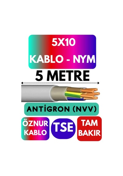 Öznur 5x10 Antigron Nym Kablo, 5 Metre, Gri Standart