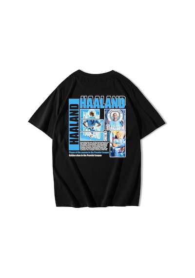 Brz Collection Unisex Oversize Erling Haaland T-shirt-siyah Siyah