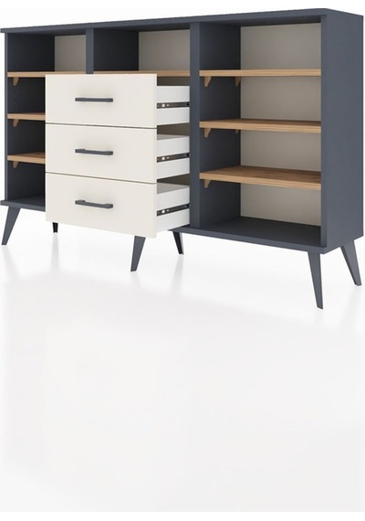 Arges Konsol 7 Raflı 3 Çekmeceli 132x30x83 Antrasit-çam/aytaşı Çam/aytaşı Arges Konsol 7 Raflı 3 Çekmeceli 132x30x83 Antrasit-çam/aytaşı Çam/aytaşı