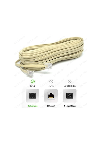 Rj11 6p2c Hazır Telefon Modem Ara Hat Kablosu 10 Metre