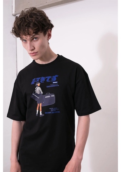Tarzsokak Unisex Harajuku Girl Siyah Tshirt Siyah