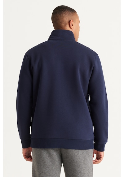 AC&Co / Altınyıldız Classics Standart Fit Normal Kesim İçi Polarlı Bato Yaka Pamuklu Erkek Sweatshirt Lacivert