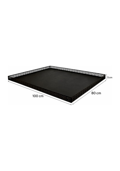Metal Şömine & Soba Altlığı Siyah Antik Desenli Dekoratif Zemin Koruyucu 100x80 Cm - 821591504