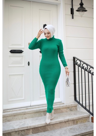 Hira Life Fashion Kadın Elbise Tesettür Giyim Balıkçı Yaka Ve Dar Kesim Triko Kalem Elbise Yeşil Yeşil Hira Life Fashion Kadın Elbise Tesettür Giyim Balıkçı Yaka Ve Dar Kesim Triko Kalem Elbise Yeşil Yeşil