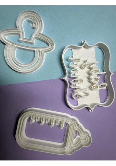 Baby Shower Kurabiye Kalıbı Seti 3 Lü Emzik Biberon Baby Shower Yazı Şeker Hamuru & Kurabiye Renkli