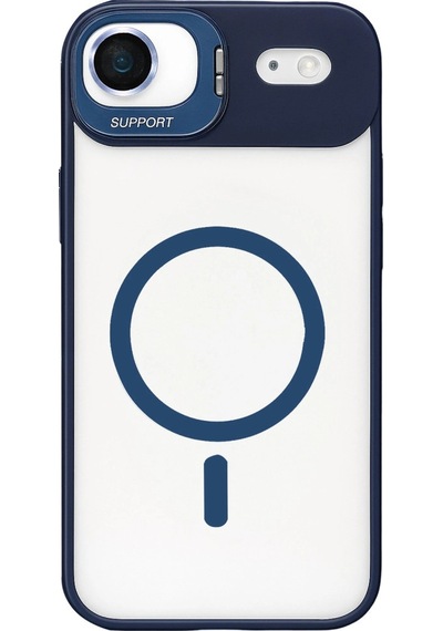 Joko Apple İphone 17 Air Remim Lensli Magsafe Standlı Kapak - Lacivert 0.2M-Çok Renkli