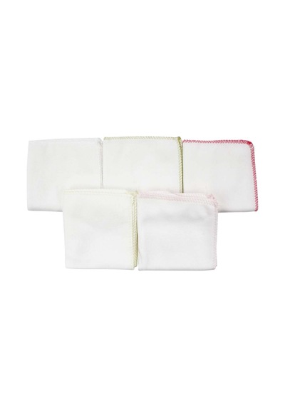 Bebegen Kız Bebek Pembe Yeşil Renkli 10'lu Penye Ağız Mendili 20x20cm Çok Renkli