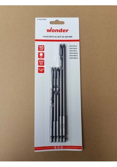 Wonder Yıldız Bits Uç Seti 10'lu Ph2 25x2 50x2 75x2 100x2 150x1 200mmx1