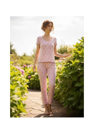 Siyah İnci Dantelli Fitilli Kaşkorse Örme Pijama Takım 26120552 Pembe