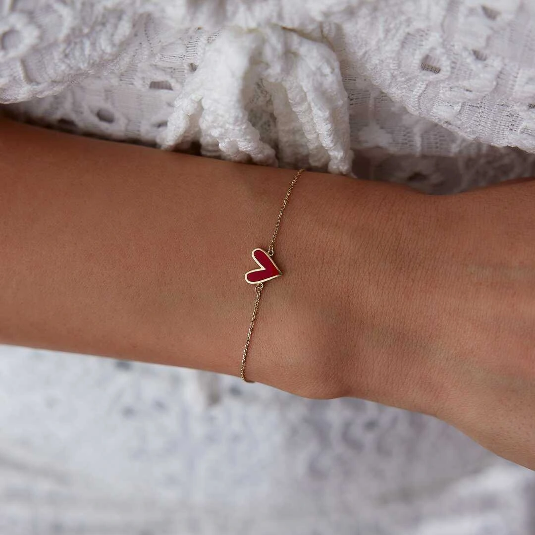 Origami Mineli Kalp Bileklik Sarı