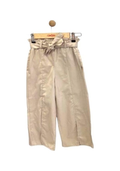 Çikoby Kız Çocuk Dokuma Üstü Crop Bol Paça Yırtmaçlı Pantolon Takım-13775 Taş