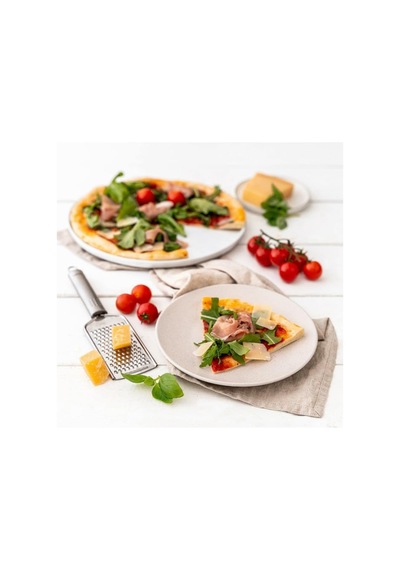 Yanmaz Yapışmaz Çelik 3 Lü Pizza Seti - 2 Adet 29 Cm Pizza Tepsisi Ve Kesici Spatula Dayanaklı Tava Siyah