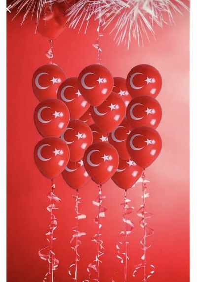 23 Nisan 29 Ekim Süsleme 25 Adet Ay Yıldızlı Balon Kırmızı