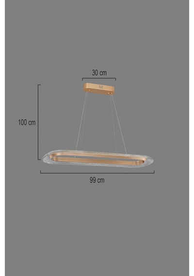 Atena Led Avize - Kristal Cam Efektli Oval Lüks Salon Ve Yemek Odası Aydınlatması Eskitme Eskitme