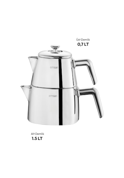 Emsan Tea Time Çaydanlık Takımı Small 0,7 Lt - 1,5 Lt Gümüş