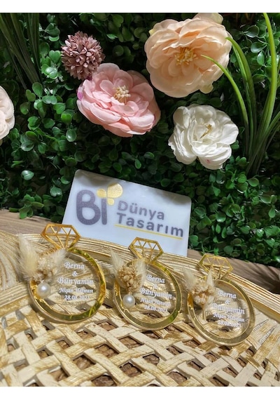 Uv Baskı Pleksi Magnet Söz, Nişan, Nikah, Düğün, Kına 10 Adet Bordo