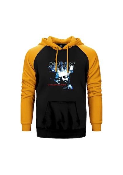 Napalm Death Fear Emptine Sarı Renk Reglan Kol Kapşonlu Sweatshirt Sarı