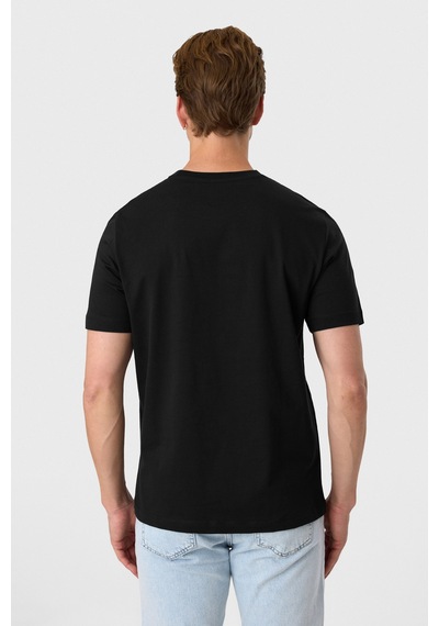 Back And Bond Relaxed Fit Baskılı Siyah Bisiklet Yaka Tişört