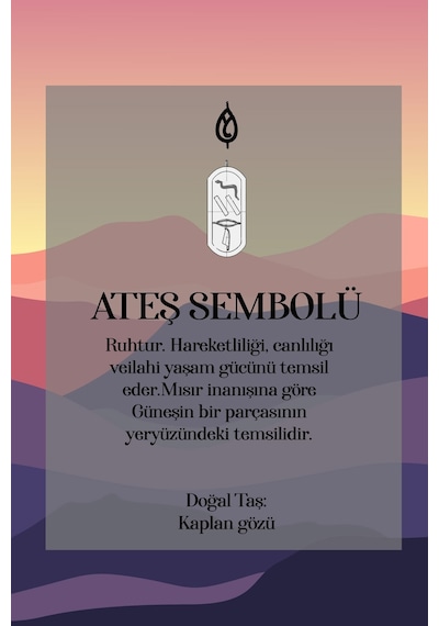 Ateş Elementi 68 Cm Gümüş Kaplan Gözü Taşlı Erkek Kolye