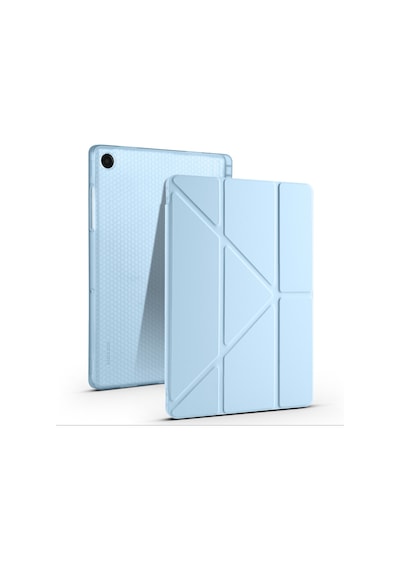 Galaxy Uyumlu Tab A11 Plus Kılıf Mkst Tri Folding Kalem Bölmeli Standlı Kılıf - Lacivert Tablet Kılıfı