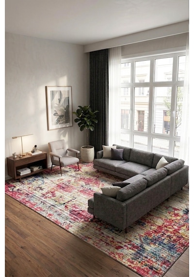Satz Renkli Dekoratif Halı, Yıkanabilir, Kaymaz Tabanlı Djth Salon Halısı Mutfak Halısı Yolluk Renkli