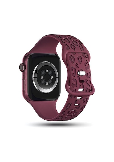 Apple İle Uyumlu Watch 11 10 42mm 6 7 8 9 10 Se Uyumlu 38-40-41mm Leopar Desenli Silikon Kordon