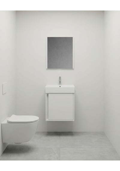 Vasa Kapaklı 50 Cm Beyaz Lavabo Dolabı Üçlü Set