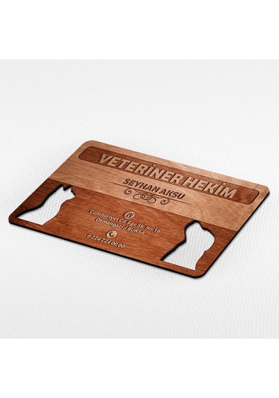 Kişiye Özel Mesleki veteriner Hekim Ahşap Kartvizit (Model 1-1) 5