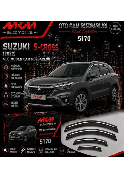Suzuki S-cross 4'lü Mugen Cam Rüzgarlığı Kromlu