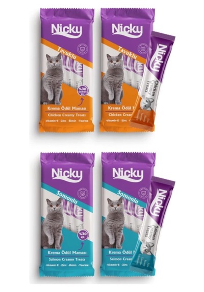 Nicky Somonlu ve Tavuklu Kedi Krema Ödül Maması 4 x 4'lü