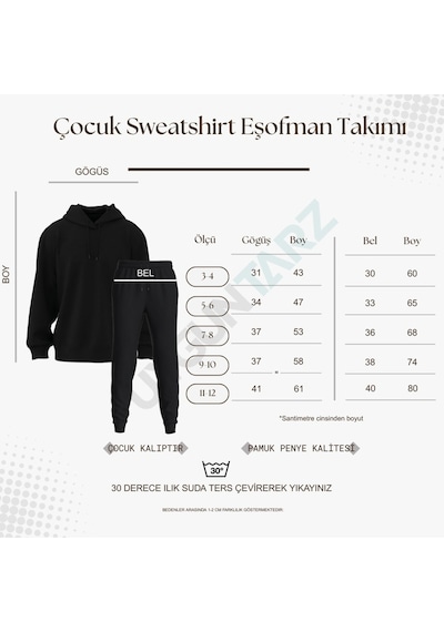 Uyguntarz Eriyen Kalpler Baskılı Oversize Çocuk Sweatshirt Eşofman Takım Kırmızı