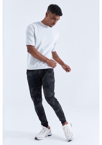 Tommy Life Siyah Gölge Kamuflaj Desenli Dar Kalıp Jogger Erkek Eşofman Alt - 84754 Siyah