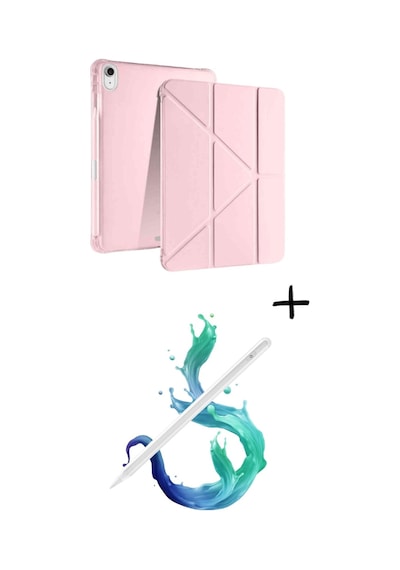 Apple Uyumlu iPad A16 11. Nesil A16 2025 Tri Folding Tablet Kılıfı + Avuç İçi Algılamayan Tablet Kalemi Tablet Kılıfı