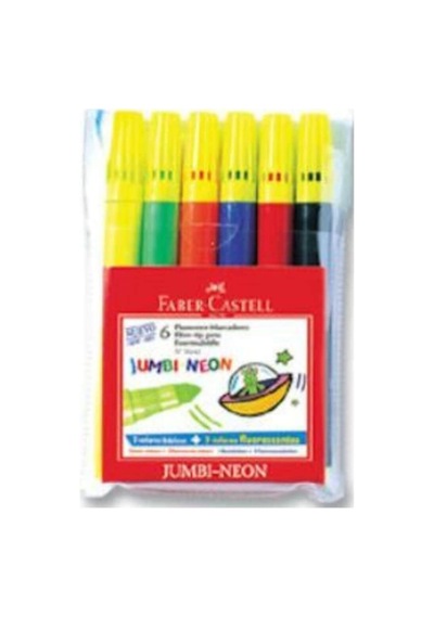 Faber-castell Jumbi-neon Floresan Markör, 6'lı, 6 Renk 124-Pembe