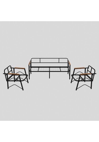 Mb Garden Furnıture Simetri Model, Balkon, Bahçe, Cafe, Metal Koltuk Takımı, Bahçe Takımı , Çay Seti, 2+1 Antrasit