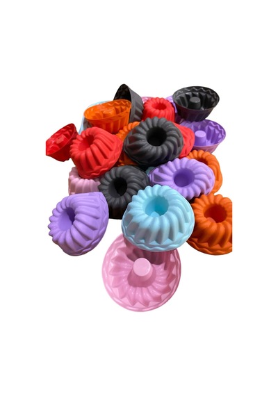 24'lü Yıkanabilir Yanmaz Mini Chef Göbekli Muffin Pişirme Kalıbı, Silikon Kek, Cupcake, Hamur7x3,5cm Diğer