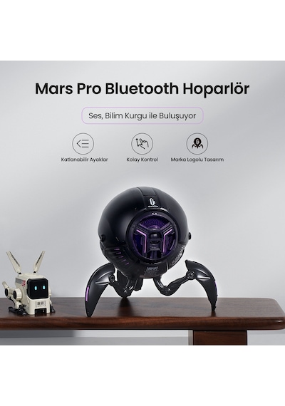 Gravastar Mars Pro 20w Bluetooth Hoparlör, Taşınabilir Stereo Ses Bombası, Rgb Işıklı, 2 Adet, Siyah