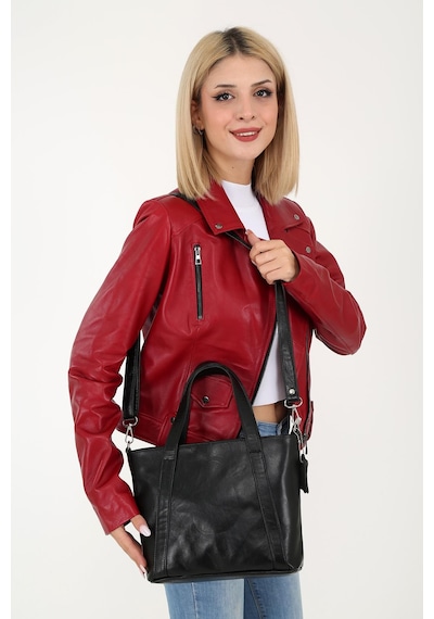 Derinss Leather DERİNSS DKB563 Hakiki Deri Siyah Kadın El ve Omuz Çantası