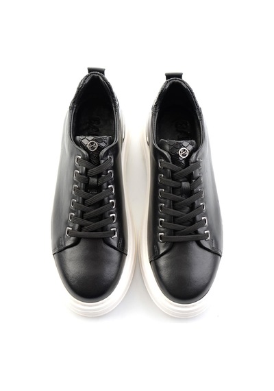 Siyah Hakiki Deri Erkek Sneaker E01398070943 Siyah