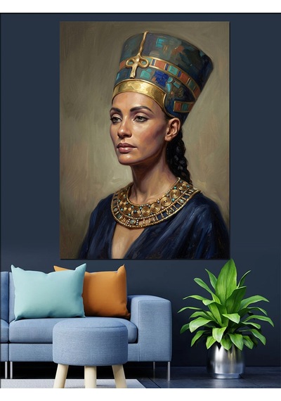 Mısır Kraliçesi Nefertiti Asil Portre Dekoratif Kanvas - Mdf Ahşap Tablo