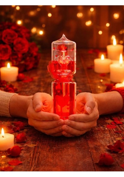 Kırmızı Cam Fanus Aşk Ölçer El Isısı İle Çalışan Love Matter Romantik Aşk Metresi Cam Küre