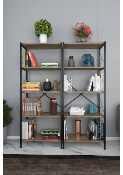 Morpanya Blue Metal Kitaplık 5 Raflı Çok Amaçlı Dosya Kitap Rafı Ofis Salo 001