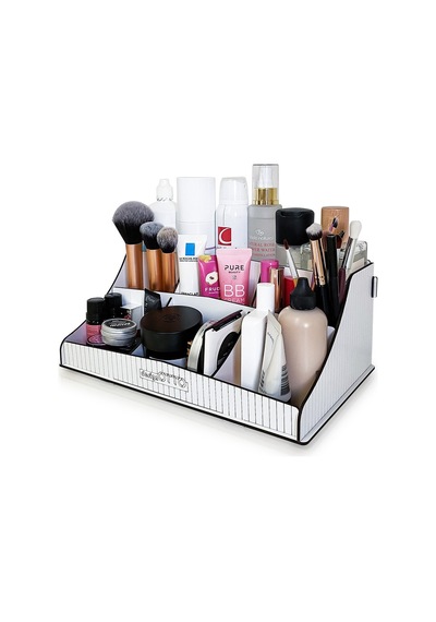 Bella Small Ahşap Makyaj Takı Banyo Kozmetik Düzenleyici Organizer Beyaz Bej - 193776952 Bej