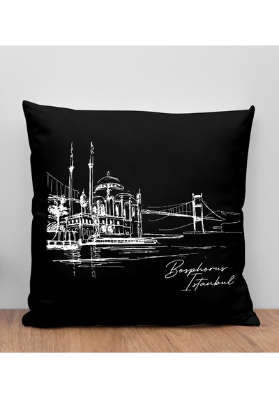Bk Gift İstanbul Tasarımlı Siyah Kırlent Yastık, Arkadaşa Hediye, Ev Dekorasyonu, Ev Hediyesi-5