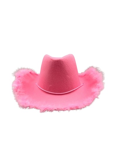 Le Mabelle Pembe Tüylü Kız Çocuk Kovboy Şapkası Pembe