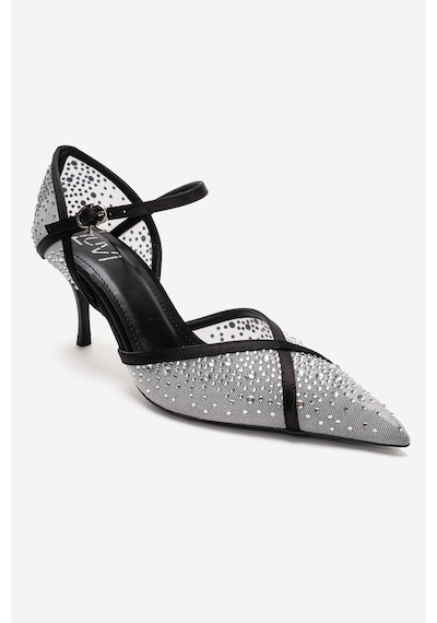 Luvishoes Rachel Beyaz File Siyah Saten Taş Detaylı Fileli Kadın İnce Topuklu Abiye Ayakkabı Luvishoes Rachel Beyaz File Siyah Saten Taş Detaylı Fileli Kadın İnce Topuklu Abiye Ayakkabı